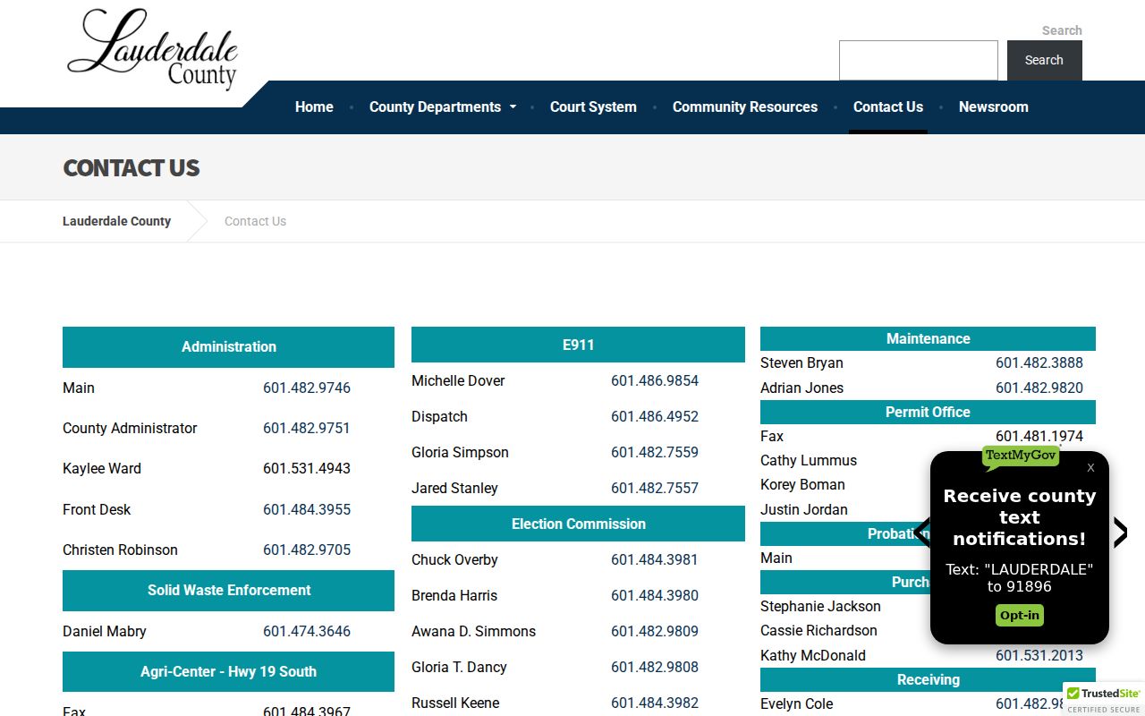 Lauderdale County clerk Sheriff and court directory